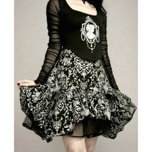 Widow Brocade Tulle Mini Skirt